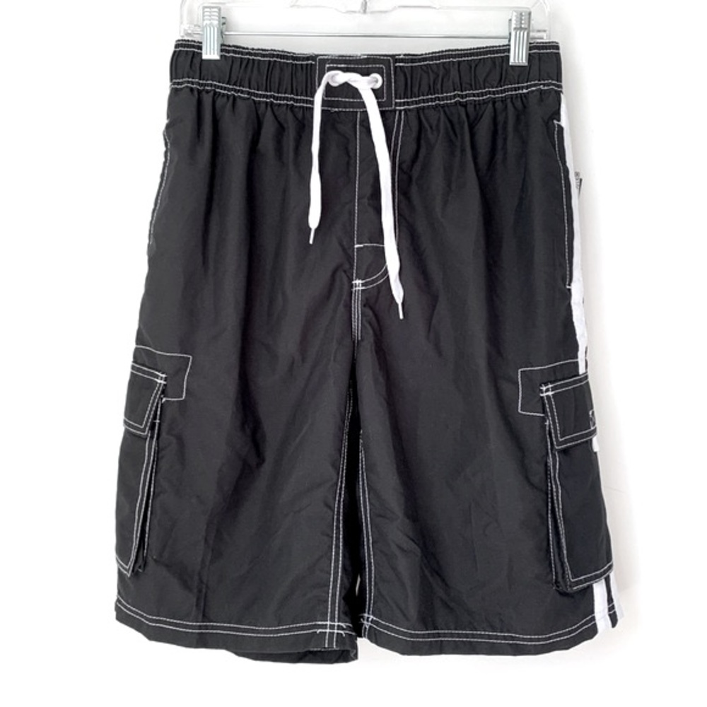 Kanu Surf Barracuda Black 10” Cargo Swim Trunks Medium NWT